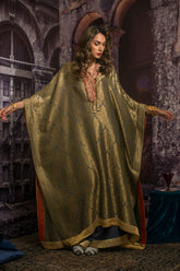 Maheen Khan - MARRAKESH - Kaftan - Grey Gold - Pure Silk Brocade - 2 Piece